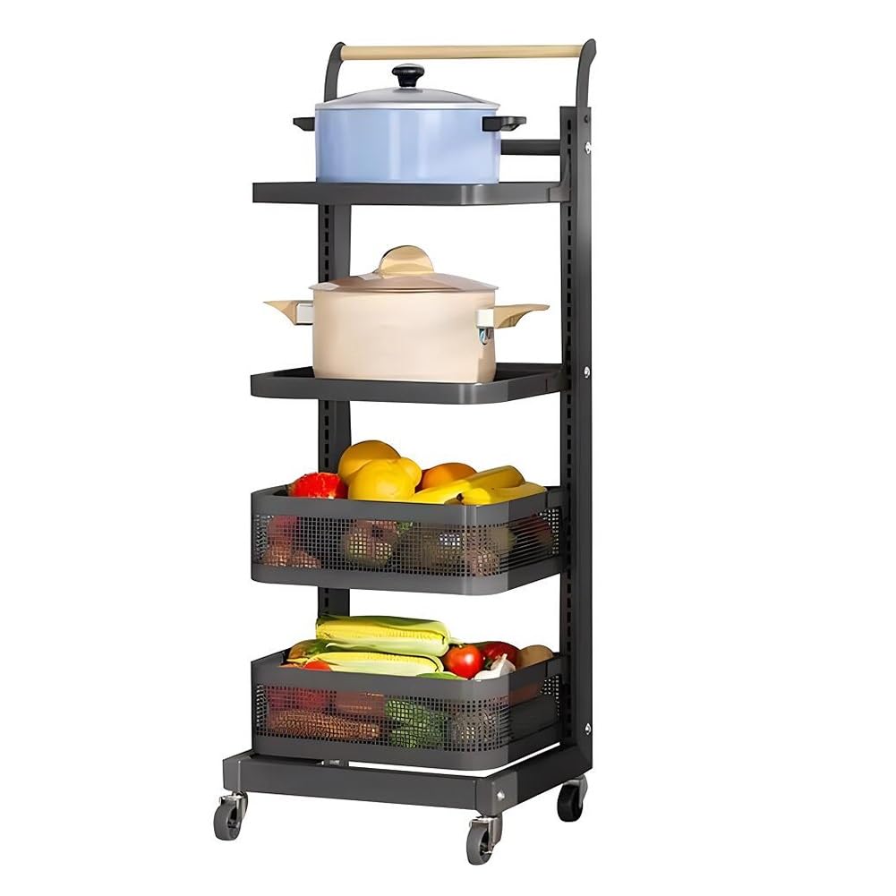 Amazon｜キッチンポット多層収納ラック、床置き型メタル野菜ラック、多